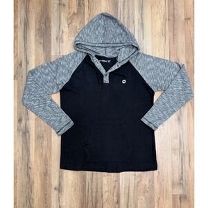 Airwalk Hoodie Black Gray Long Sleeve Henley Pullover Men's Size L